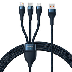 Flash Series II USB kabelis USB-C Iphone Lightning microUSB 100W 1.2m zils 10184251 cena un informācija | Savienotājkabeļi | 220.lv