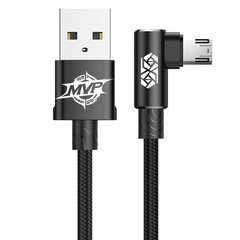 MVP leņķveida divpusējs kabelis ar sānu microUSB spraudni 2m 1.5A melns 10182501 cena un informācija | Savienotājkabeļi | 220.lv