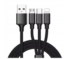 USB - C tipa USB / microUSB / Lightning "Lewer" kabeļu komplekts cena un informācija | Savienotājkabeļi | 220.lv