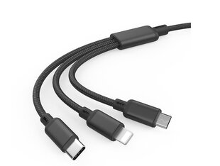 USB - C tipa USB / microUSB / Lightning "Lewer" kabeļu komplekts cena un informācija | Savienotājkabeļi | 220.lv