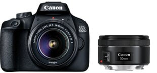 Canon EOS 4000D + EF-S 18–55 мм IS II + EF 50 мм f/1,8 STM цена и информация | Цифровые фотоаппараты | 220.lv