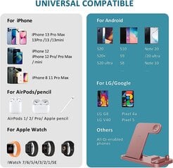 Lehly bezvadu lādētājs, 4 in induktīvā uzlādes stacija Apple Watch AirPods Pro, Qi sertificēts bezvadu lādētājs iPhone 12/SE/11/X/XS Max/8, Samsung Galaxy S20/S10 cena un informācija | Lādētāji un adapteri | 220.lv