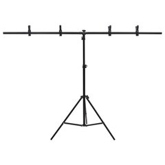 vidaXL fonu statīvs, T-forma, melns, 151x60x(70-200) cm cena un informācija | Apgaismojums fotografēšanai | 220.lv