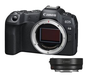 Canon EOS R8 + stiprinājuma adapteris EF-EOS R cena un informācija | Digitālās fotokameras | 220.lv