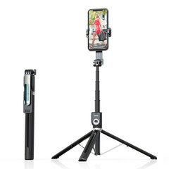 Selfie Stick - ar noņemamu Bluetooth tālvadības pulti un statīvu - P81 1,6 metri BLACK cena un informācija | Selfie Sticks | 220.lv