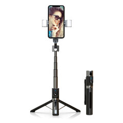 Selfie Stick - with detachable bluetooth remote control, tripod and 2 LED lights - P96D-2 BLACK цена и информация | Моноподы для селфи («Selfie sticks») | 220.lv