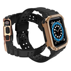 Protect Strap Band Case Aproce Apple Watch 7 / 6 / 5 / 4 / 3 / 2 / SE (45 / 44 / 42mm) Case Bruņu Pulksteņa Vāks melns / Rozā zelta cena un informācija | Telefonu vāciņi, maciņi | 220.lv