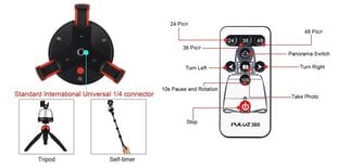 PULUZ Electronic 360 Degree Rotation Panoramic Head with Remote Controller for Smartphones, GoPro, D цена и информация | Осветительное оборудование для фотосъемок | 220.lv