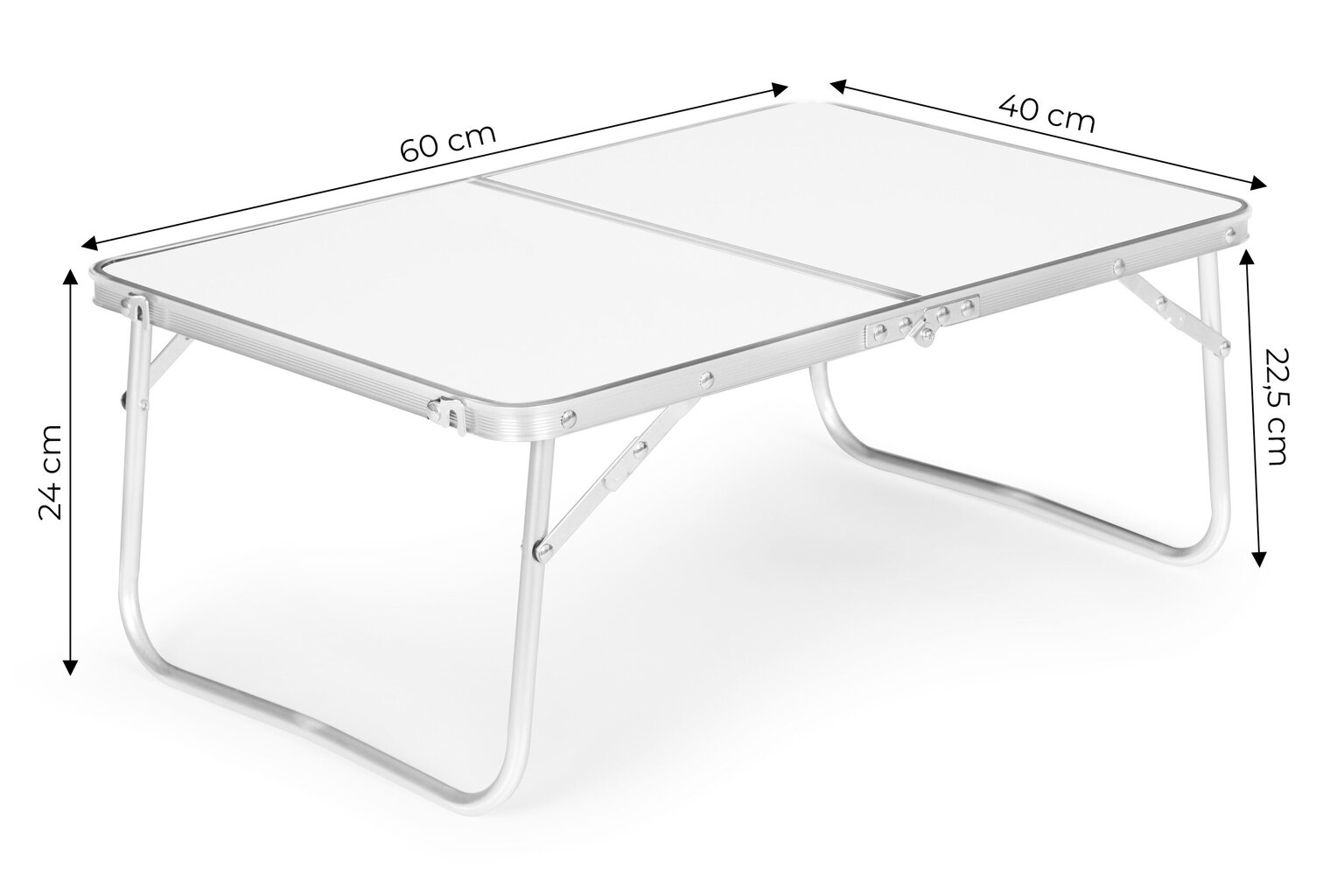Tūrisma galds, salokāms piknika galds, balta virsma, 60x40 cm cena un informācija | Dārza galdi | 220.lv