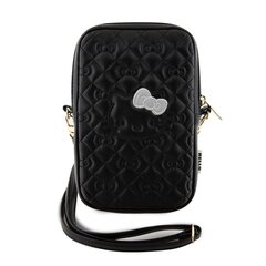 Hello Kitty PU Leather Quilted Pattern Kitty Head Logo Phone Bag Black цена и информация | Чехлы для телефонов | 220.lv