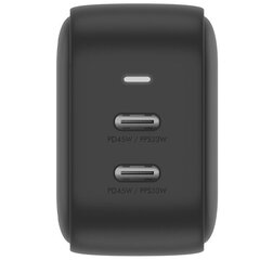 ENERGEA ład. siec. 2xUSB-C PD-PPS 45W 2C czarny|black US+EU Travelite GAN45 цена и информация | Зарядные устройства для телефонов | 220.lv