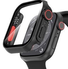 Чехол 2 в 1 + закаленное стекло для Apple Watch 7/8 45MM, черный цена и информация | Аксессуары для смарт-часов и браслетов | 220.lv