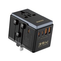 Dudao A35Pro 35W EU / UK / AUS / US / JP ceļojumu adapteris 3x USB-C 2x USB-A - melns cena un informācija | Lādētāji un adapteri | 220.lv