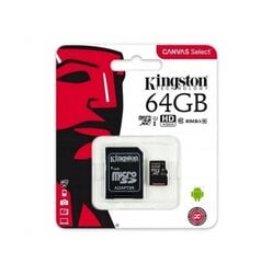 КАРТА KINGSTON MICROSD 64 ГБ цена и информация | Карты памяти для мобильных телефонов | 220.lv