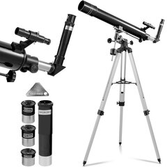 Teleskops astronomiskais refraktors planētu novērojumiem, Uniprodo UNI_TELESCOPE_041, 900 mm, diametrs 80 mm. cena un informācija | Teleskopi un mikroskopi | 220.lv