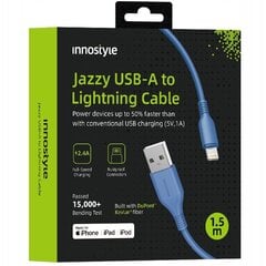 INNOSTYLE JAZZY USB LIGHTNING MFI ĀTRĀS UZLĀDES KABELIS IPHONE KEVLARAM 2M ZILS cena un informācija | Lādētāji un adapteri | 220.lv