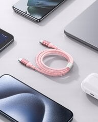 INNOSTYLE POWERFLEX USB-C ĀTRĀS UZLĀDES KABELIS IPHONE SAMSUNG 3A 60W KEVLĀRS 2M ROZĀ KRĀSĀ cena un informācija | Lādētāji un adapteri | 220.lv