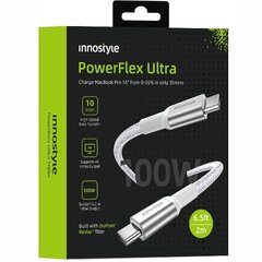 INNOSTYLE POWERFLEX ULTRA CABLE USB-C FAST CHARGING THUNDERBOLT 10GBPS 100W KEVLAR 2M SILVER цена и информация | Зарядные устройства для телефонов | 220.lv