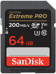 Карта памяти Sandisk SDXC 64GB Extreme Pro цена и информация | Карты памяти для мобильных телефонов | 220.lv