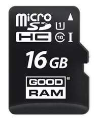 Goodram MicroSD 16GB Class 10/UHS 1 + Adapter SD цена и информация | Карты памяти для мобильных телефонов | 220.lv