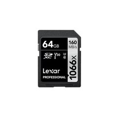 Карта памяти Lexar Professional 1066x SDXC UHS-I SDXC, 64 Гб, Silver, Class 10, U3, V30, 70 Мб цена и информация | Карты памяти для мобильных телефонов | 220.lv