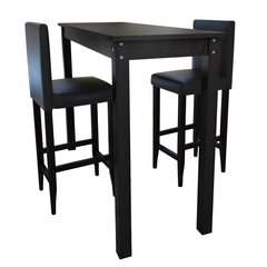 Барный стол с 2 стульями, черный цена и информация | Комплекты мебели для столовой | 220.lv