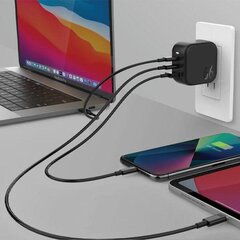 ENERGEA ład. siec. 1xUSB+2xUSB-C PD-PPS-QC 3.0 66W 2C1A czarny|black US+EU Travelite GAN66 цена и информация | Зарядные устройства для телефонов | 220.lv