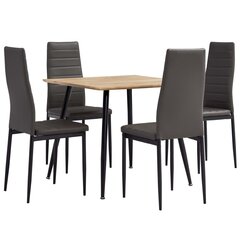 3053907 5 Piece Dining Set Faux Leather Grey(248299+282582) cena un informācija | Ēdamistabas komplekti | 220.lv