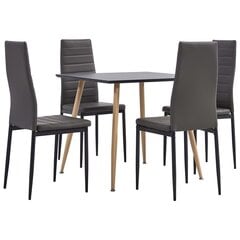 3054027 5 Piece Dining Set Faux Leather Grey(248308+282582) cena un informācija | Ēdamistabas komplekti | 220.lv