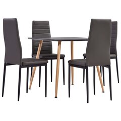 3054067 5 Piece Dining Set Faux Leather Grey(248311+282582) cena un informācija | Ēdamistabas komplekti | 220.lv