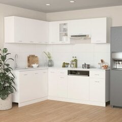 11-daļīgs virtuves skapīšu komplekts, balts, kokskaidu plāksne cena un informācija | Virtuves komplekti | 220.lv