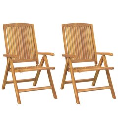 Atgāžami dārza krēsli ar spilveniem, 2 gab., masīvs tīkkoks cena un informācija | Dārza krēsli | 220.lv