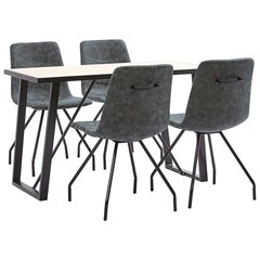 virtuves galds un 4 krēsli, melna mākslīgā āda cena un informācija | Ēdamistabas komplekti | 220.lv