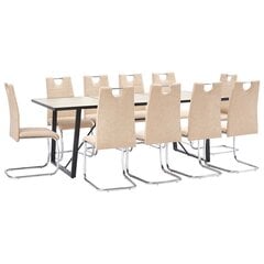 virtuves galds un 10 krēsli, krēmkrāsas mākslīgā āda цена и информация | Комплекты мебели для столовой | 220.lv