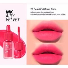 Peripera INK AIRY VELVET #20 BEAUTIFUL CORAL PINK 4g - gaiša lūpu krāsa cena un informācija | Lūpu krāsas, balzāmi, spīdumi, vazelīns | 220.lv