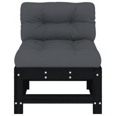 Vidējais dīvāns ar matračiem , melns/pelēks cena un informācija | Dārza krēsli | 220.lv