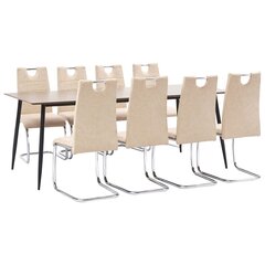 virtuves galds un 8 krēsli, krēmkrāsas mākslīgā āda cena un informācija | Ēdamistabas komplekti | 220.lv