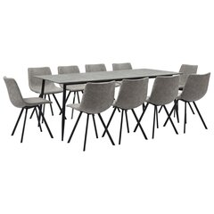 virtuves galds un 10 krēsli, gaiši pelēka mākslīgā āda цена и информация | Комплекты мебели для столовой | 220.lv