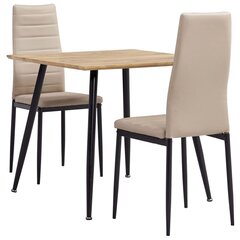 3053910 3 Piece Dining Set Faux Leather Cappuccino(248299+282585) cena un informācija | Ēdamistabas komplekti | 220.lv