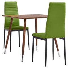 3054114 3 Piece Dining Set Faux Leather Lime Green(248314+282589) cena un informācija | Ēdamistabas komplekti | 220.lv