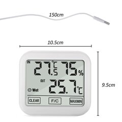 Meteoroloģiskā stacija Termometrs Higrometrs Iekštelpu āra temperatūras Mitrums cena un informācija | Meteostacijas, āra termometri | 220.lv