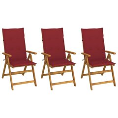 saliekami dārza krēsli ar matračiem, 3 gab., akācijas masīvkoks cena un informācija | Dārza krēsli | 220.lv