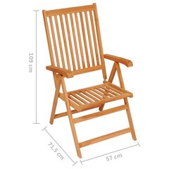 dārza krēsli, 6 gab., zaļi matrači, masīvs tīkkoks cena un informācija | Dārza krēsli | 220.lv