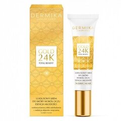 Grezns dienas un nakts krēms ādai ap acīm Dermika Gold 24K Total Benefit, 15 ml cena un informācija | Acu krēmi, serumi | 220.lv