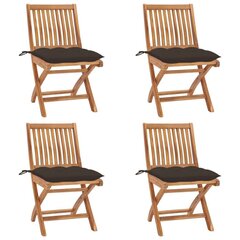 - saliekamie dārza krēsli ar spilveniem, 4 gab., tīkkoks cena un informācija | Dārza krēsli | 220.lv