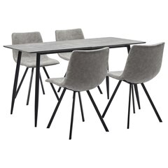 virtuves galds un 4 krēsli, gaiši pelēka mākslīgā āda cena un informācija | Ēdamistabas komplekti | 220.lv