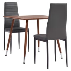 3054106 3 Piece Dining Set Faux Leather Grey(248314+282581) cena un informācija | Ēdamistabas komplekti | 220.lv