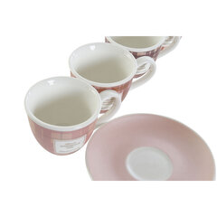 Komplekts ar kafijas tasēm DKD Home Decor Rozā Brūns Porcelāns Bone China (90 ml) cena un informācija | Glāzes, krūzes, karafes | 220.lv