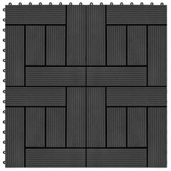 terases flīzes, 22 gab., WPC, 30x30 cm, 2 m2, melnas cena un informācija | Āra grīdas segumi | 220.lv