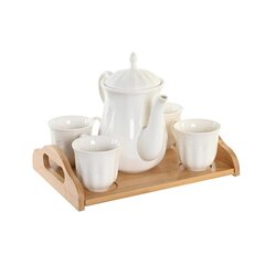 Komplekts ar kafijas tasēm DKD Home Decor Dabisks Porcelāns Balts Bambuss cena un informācija | Glāzes, krūzes, karafes | 220.lv